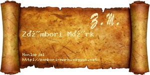 Zámbori Márk névjegykártya